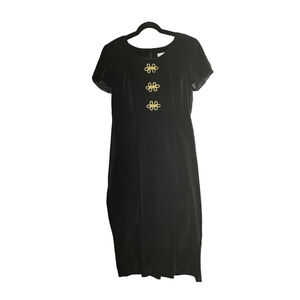 Leslie Lucks, Vintage & Velvet Black Dress with Gold Color Accents, SZ: 16